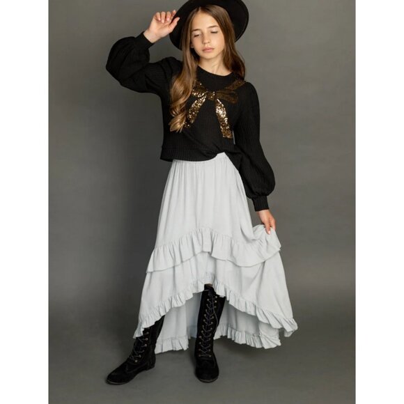 Joyfolie Alizee Light Blue High-Low Ruffle Maxi Skirt Size 7 girls new - Picture 9 of 10